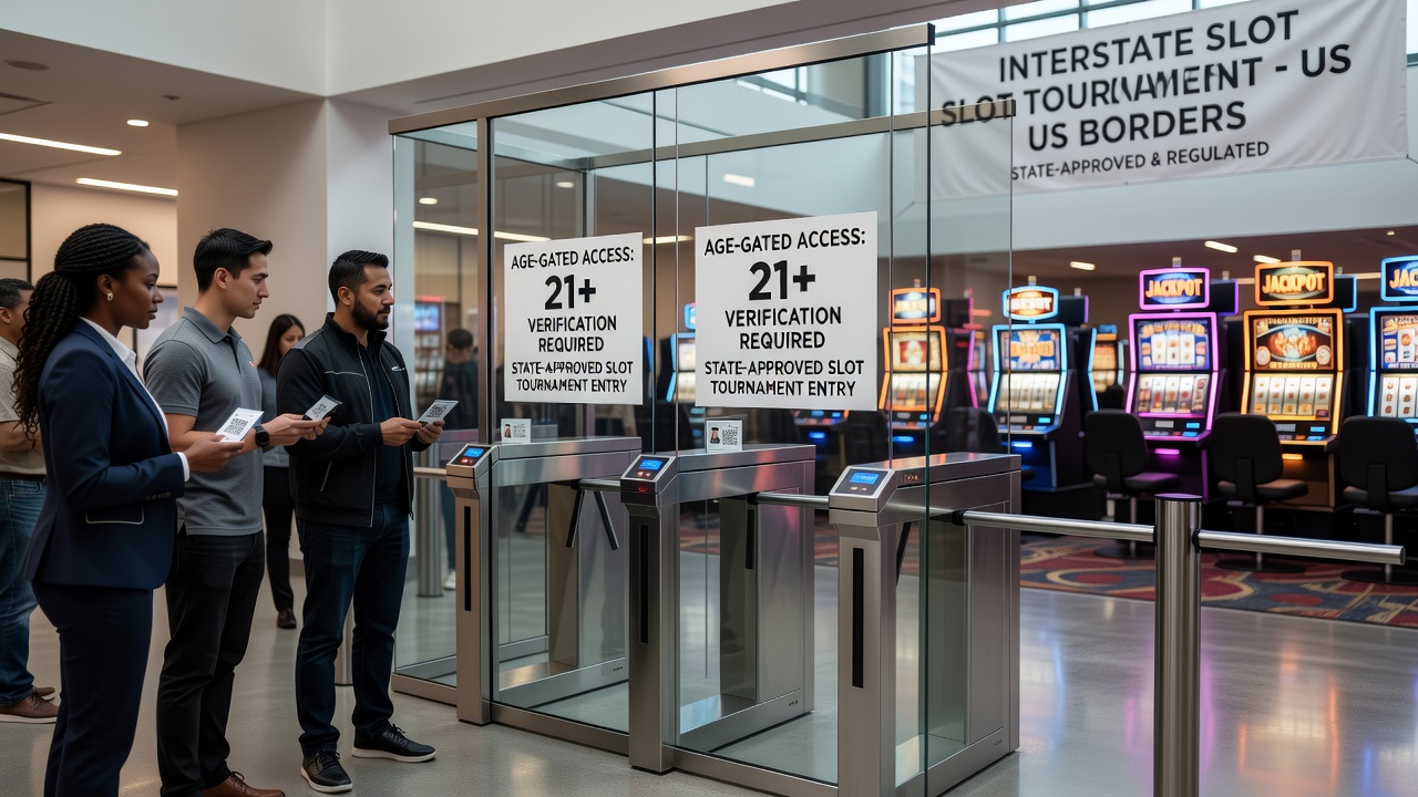 Cross-border players review verification status on mobile devices before joining multi-state slot events
