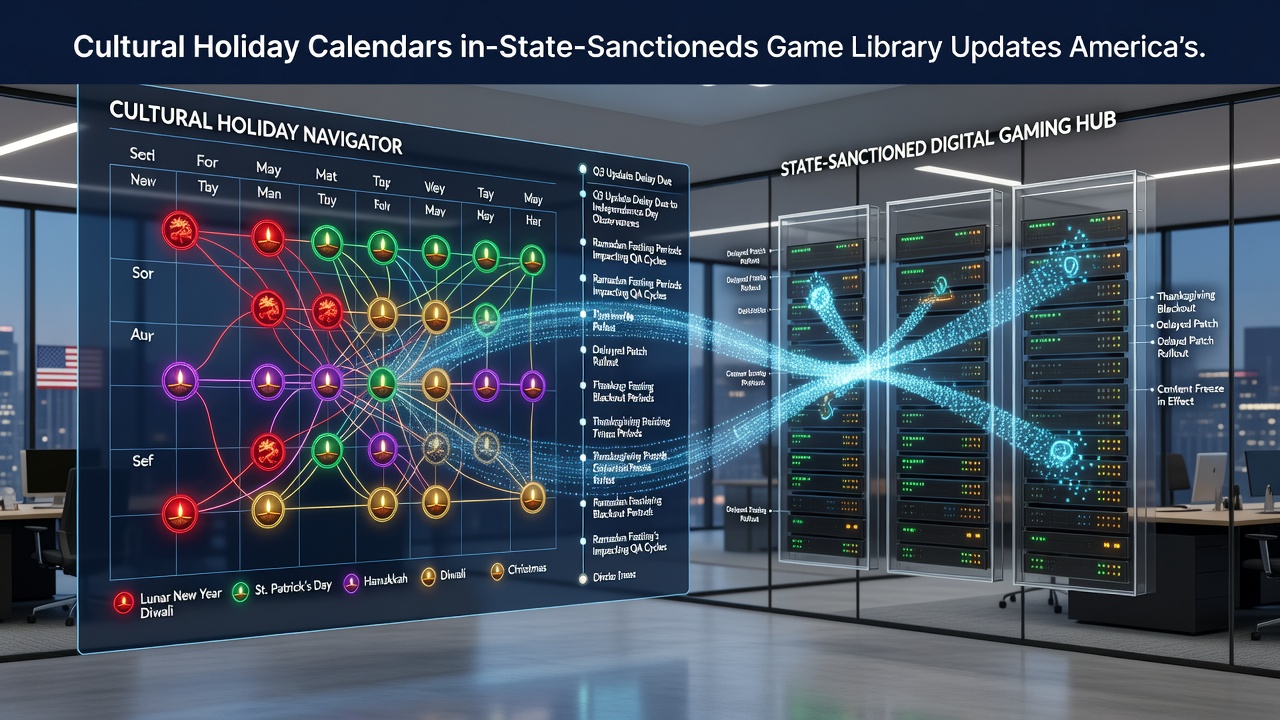 Digital gaming interface displaying holiday-themed slot titles and calendar overlays on a state-regulated platform