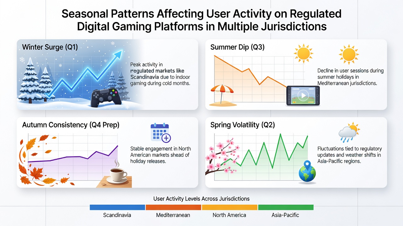 Data visualization of monthly activity variations in regulated gaming markets