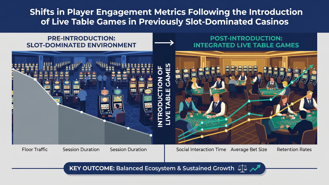 Analytics dashboard displaying player engagement graphs after live table game rollout in regulated markets