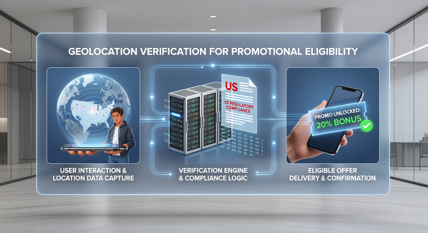 Mobile device screen displaying successful geolocation confirmation for a casino bonus
